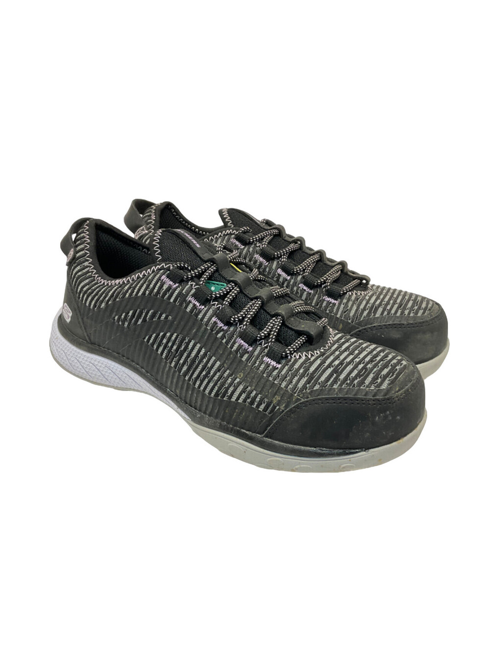 SKECHERS Womens Static Dissipative Lace-Up Work Shoes 99B96553 Black/Purple 7.5M